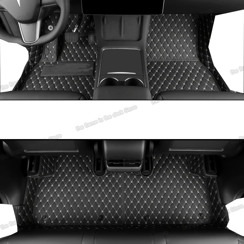 

leather car mats for tesla Model y 2020 2021 foot Pads auto interior accessories carpet non-slip cover seat sport 2022 floor