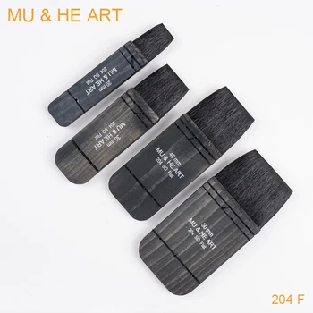 Mini korte aquarel verf kunstenaar schets borstel eekhoorn gemengd haar platte vorm zwart houten handvat professionele mu & hij art 204f