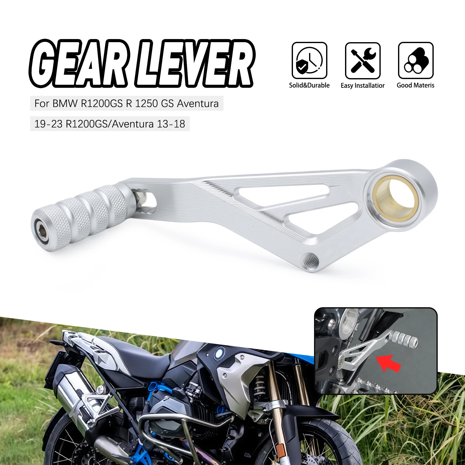 

For BMW R1250GS R1200GS Footpegs Footrest Gear Shift Lever R 1250 GS 2019-2023 R1250GS Adventure 2019-2024 R 1200 GS GSA 13-2018