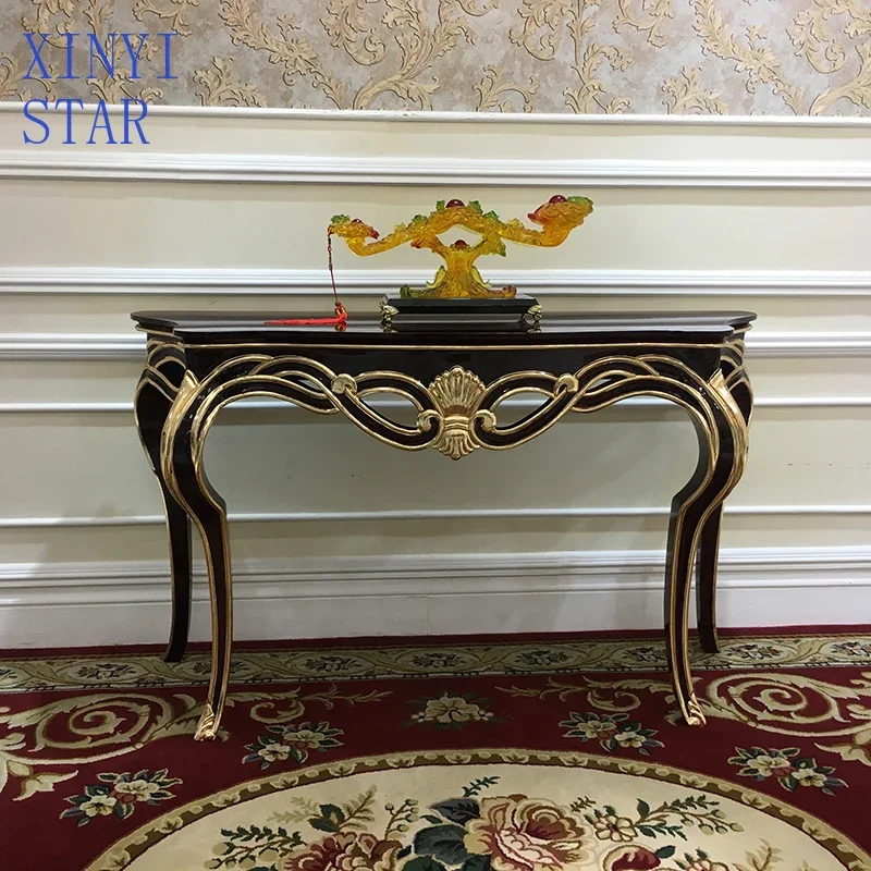 Console table Simple porch cabinet Solid wood hollowed out porch platform Sofa back table New luxury