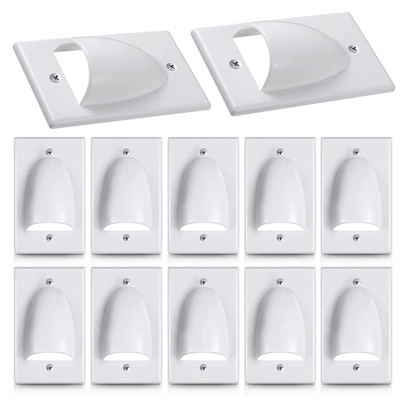 NEW-12 Pieces Single Gang Bundled Cable Wall Plate For Cabling Cable Dust-Proof Plate Convex Audio Video Cable Plate