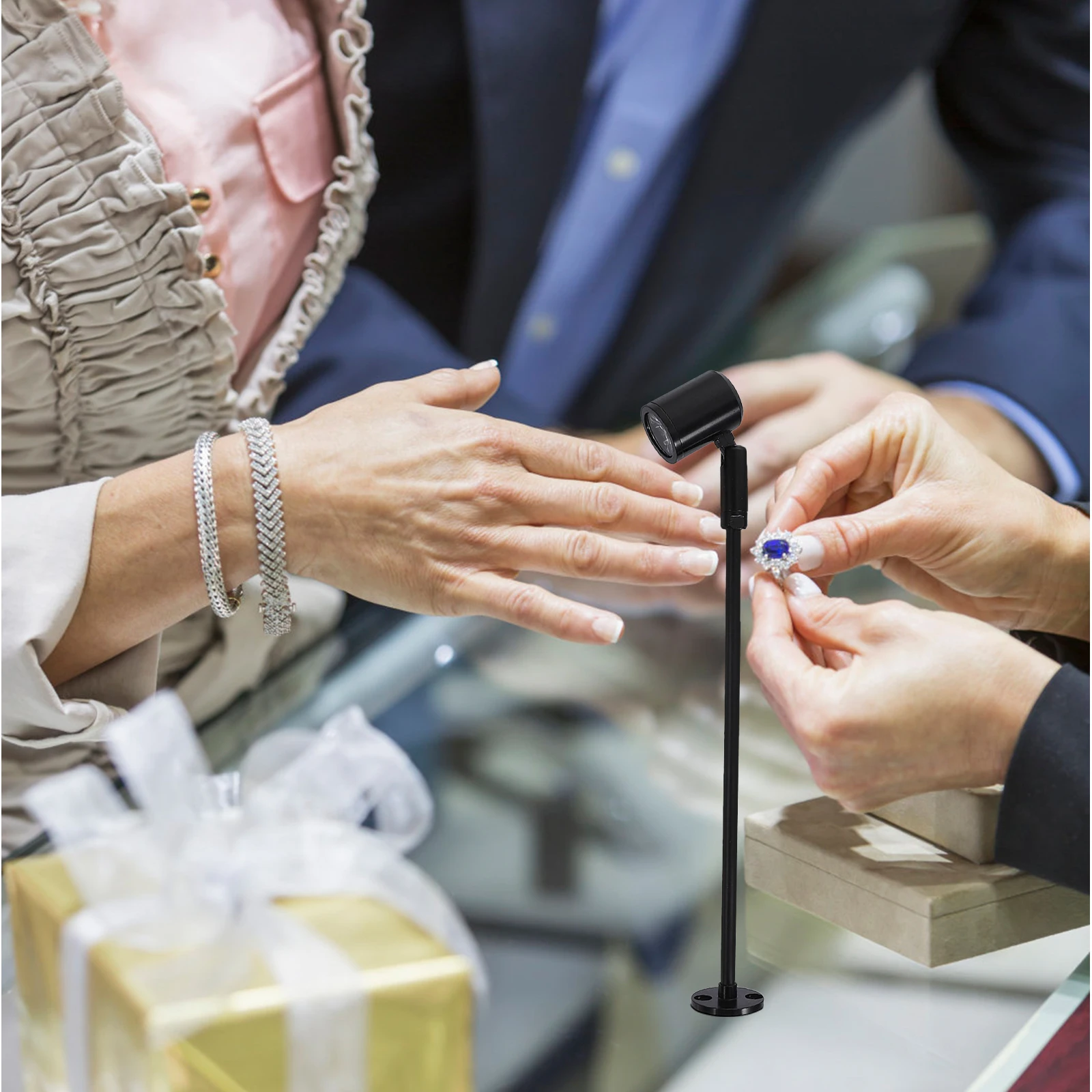 

LED Spotlight Cabinet Light 1W 4000 4200K 315mm Black Mini Standing Adjustable Jewlery Display Case Home Decor Spotlights Indoor