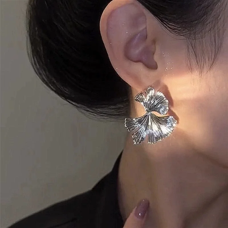 925 Sterling Silver New Style Design  Ginkgo Biloba Earrings For Women Creative Personality Simple Jewelry Accessories