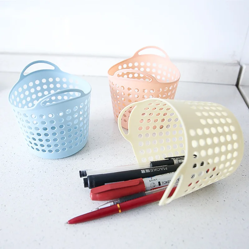 Portable Mini Plastic Stationery Cosmetic Desk Storage Basket Organizer Holder Desktop Office Storage Basket Kitchen Storage