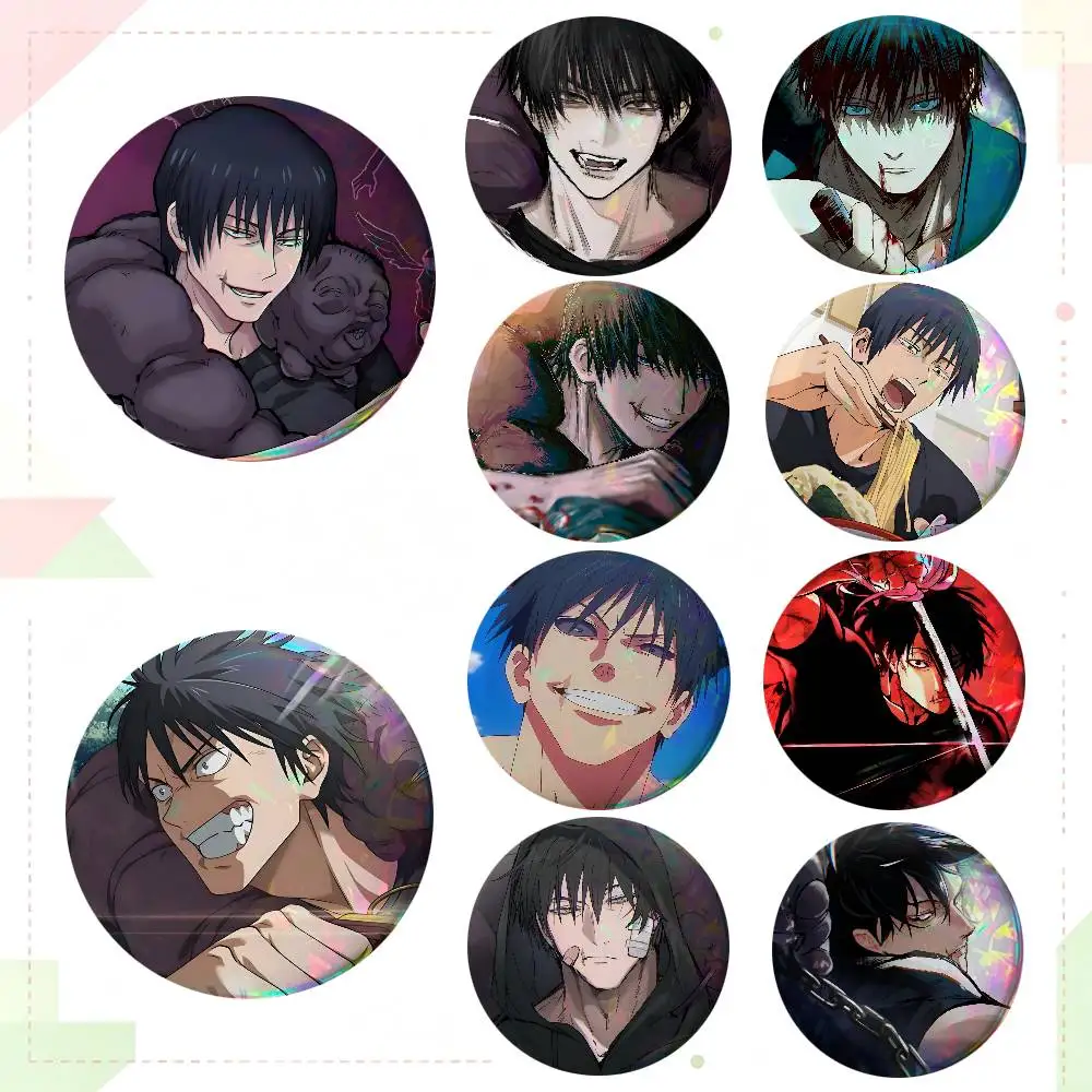 Anime Jujutsu Kaisen Toji Fushiguro Round Badge Creative Brooch Clothing Backpack Accessories Lapel Pin