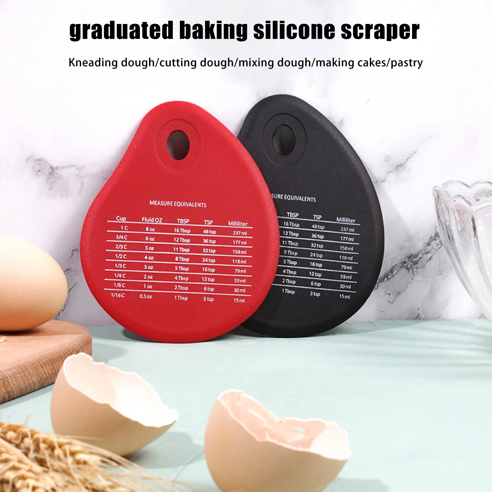 Silicone Scraper With Graduations, Dough Kneading And Cutting Knife, Multi-functional Butter Scraper
