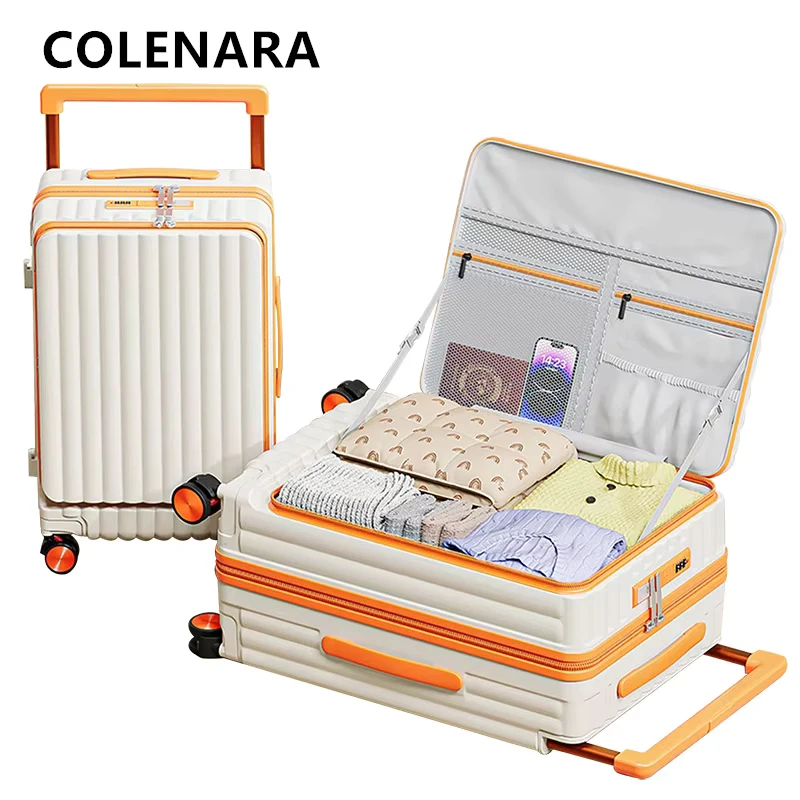 COLENARA Large Capacity Suitcase Side Opening Boarding Box ABS + PC Trolley Case 20