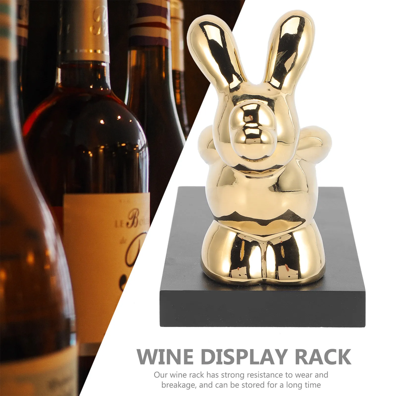 Exquisite Wine Bottle Holder Rabbit Design Decorative Stand for Red Wine Whiskey Storage and Organization Bottle Holder