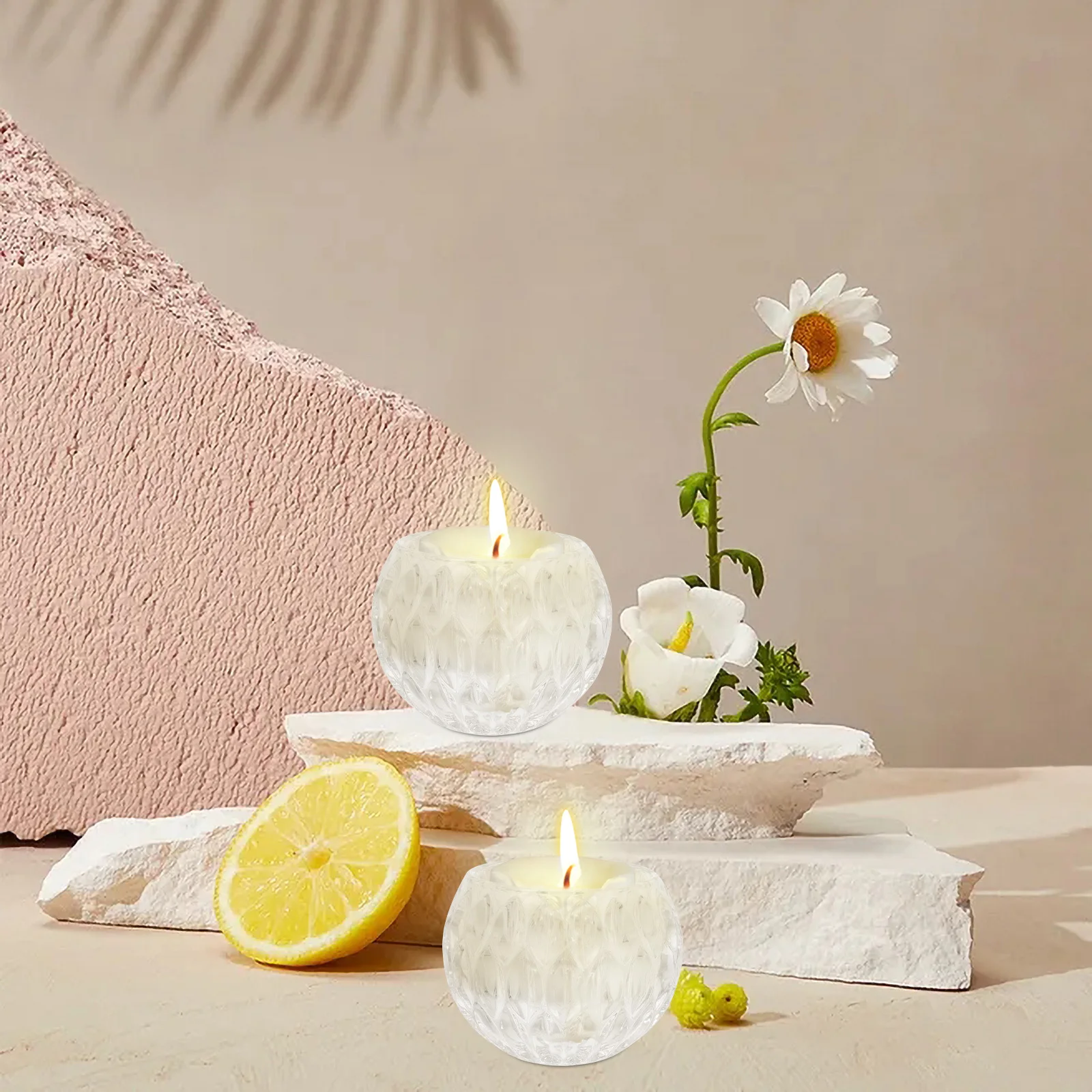 

Decorative Candlestick Holder Glass Adornment Tealight Holders Transparent Flower Container Exquisite Candleholder Clear