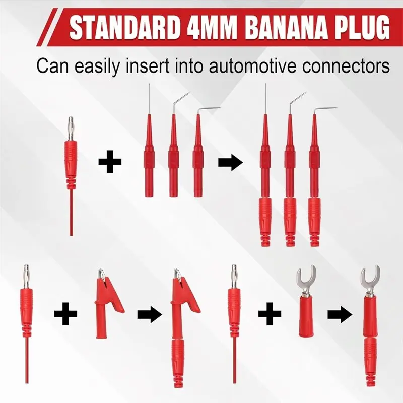 BHTS-Multimeter Back Probe Pins(30Pcs) With Test Leads, Banana Plug And Copper Alligator Clips,For Car Repair Kits
