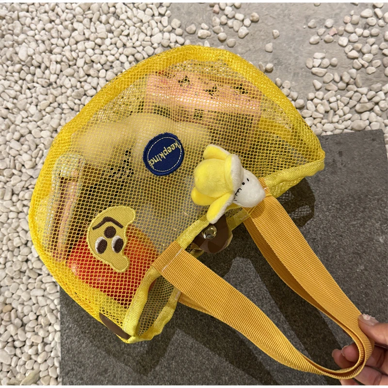 Cute Apple Shape Mesh Tote Beach Bag Portable Multifunctional Storage Bathroom Shower Draining Quick Dry Transparent Handbag view 4
