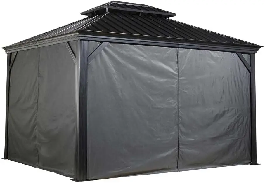

10' x 12' Grey Outdoor Gazebo Curtains for Privacy, Shade, and UV Protection - Polyester Material