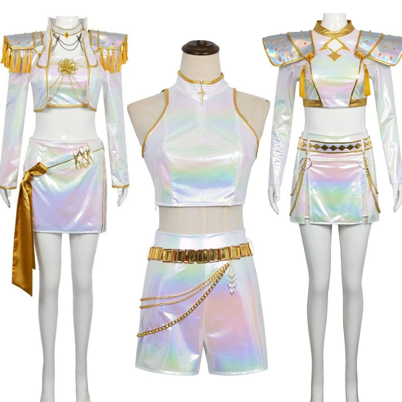 Novo filme k-pop caçadores de demônios cosplay traje rumi zoey mira conjunto branco adultos crianças festa de halloween adereços palco mostrar acessórios