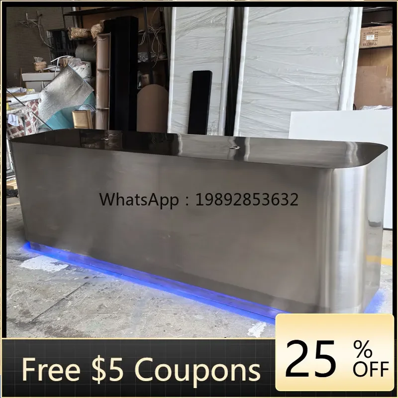AG1  Custom Stainless Steel Bar Counter Clothing Store Cashier Desk Beauty Salon Hair Salon Front Desk Reception Desk
