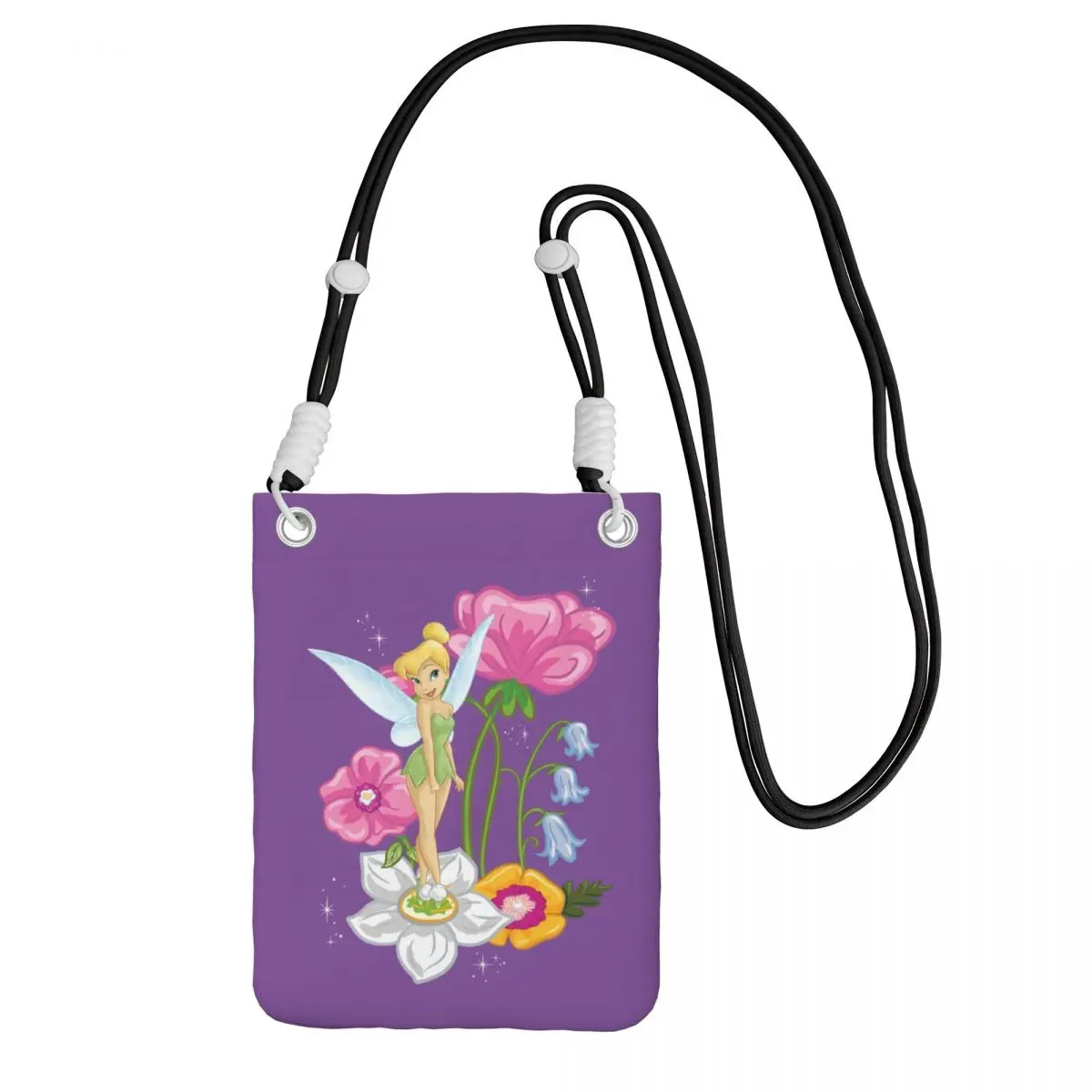 

Custom Cool Tinker Bell Mobile Phone Bag for Running Women Men Cartoons Small Crossbody Purse Smart Phone Wallet With Strap
