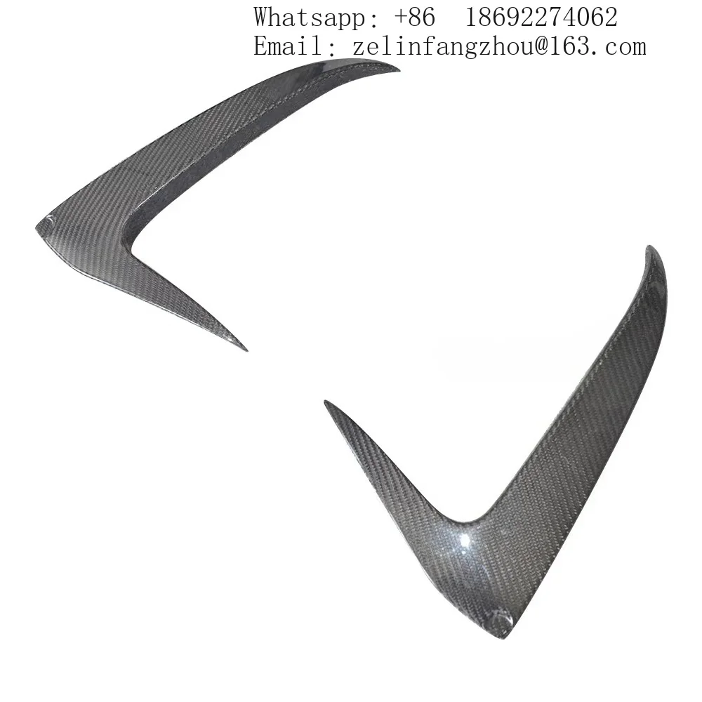 VRS Style Carbon Fiber Rear Bumper Canards Fins Garnish Splitter Stick On for Civic FL5 Type R 2022-2023 Hatchback Pro
