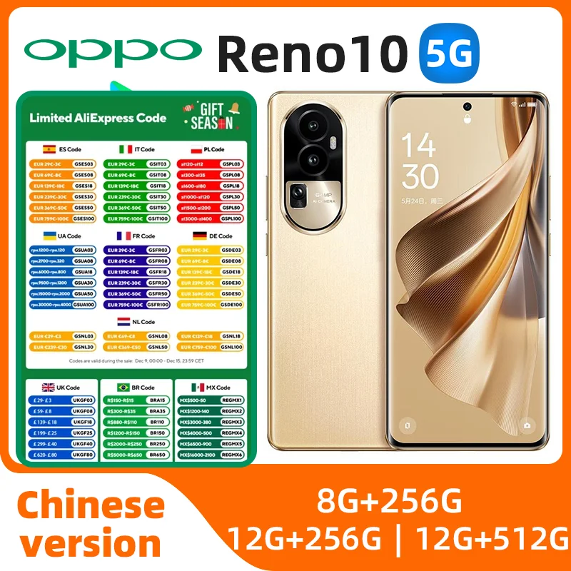 Сотовый телефон OPPO Reno 10 5G, 6,7-дюймовый OLED-телефон Snapdragon778G, 80 Вт, SuperVOOC, 4600 мАч, аккумулятор, NFC, 64 МП, камера, используемый телефон