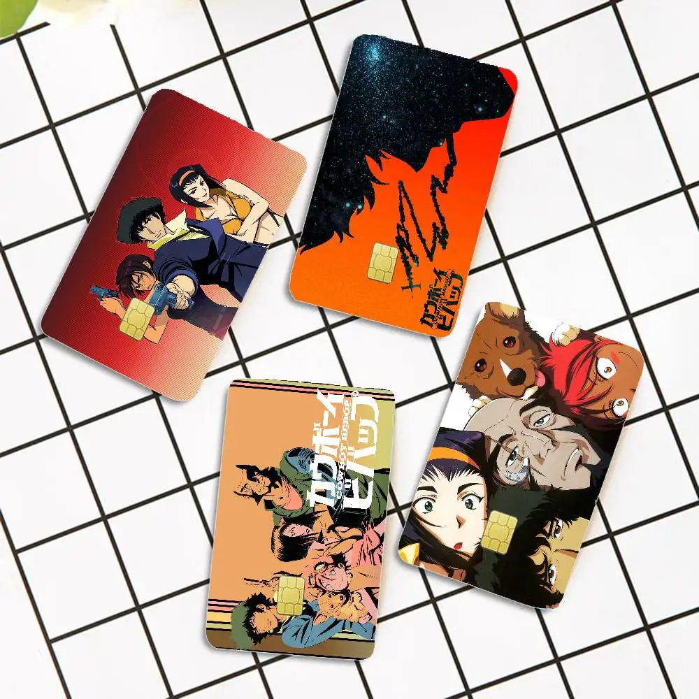 Anime C-Cowboy B-Bebop Cartoon Credit Card Skin Stickers For Bank Card Bus Metro Card Sticker Waterproof Women Gift