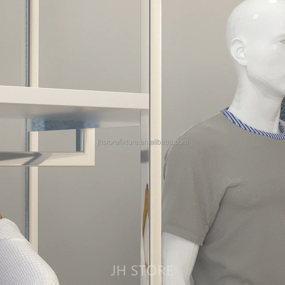 Custom.Men Modern Display Units for Clothing Stores Clothes Rack White with Customized logo Apparel Clothing Racks