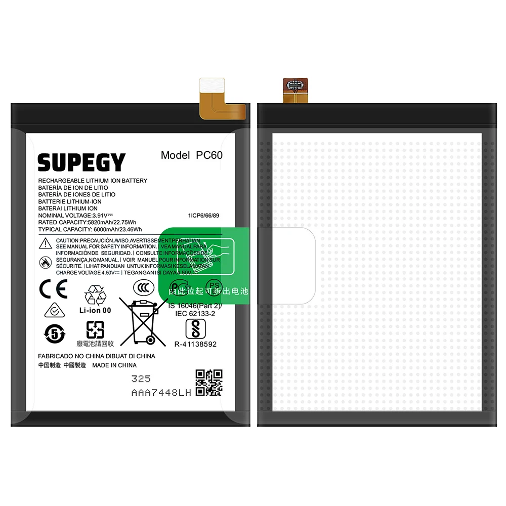 100% New High Quanlity PC60 6000mAh Battery For Motorola MOTO G24 G54 5G /G54 Power 5G phone Replacement Batteries Batteria