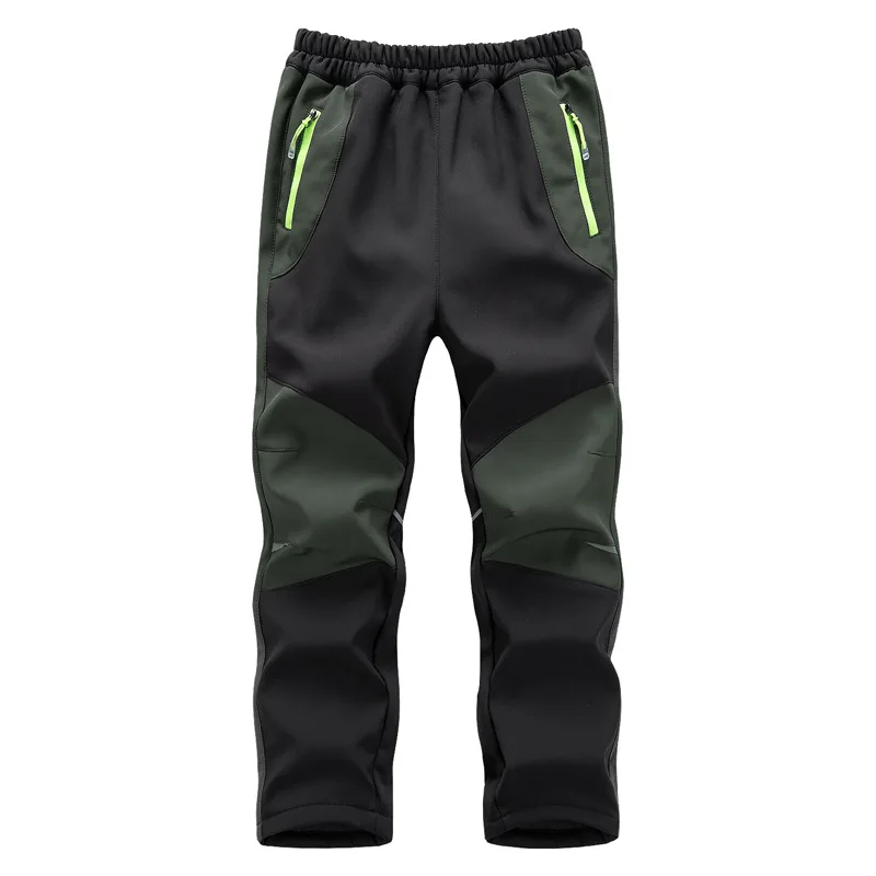 Boys Girls Softshell Hiking Pants Waterproof Outdoor Kids Warm Long Trousers Inner Fleece For Children\'s 5-15 Year Climbing Pant