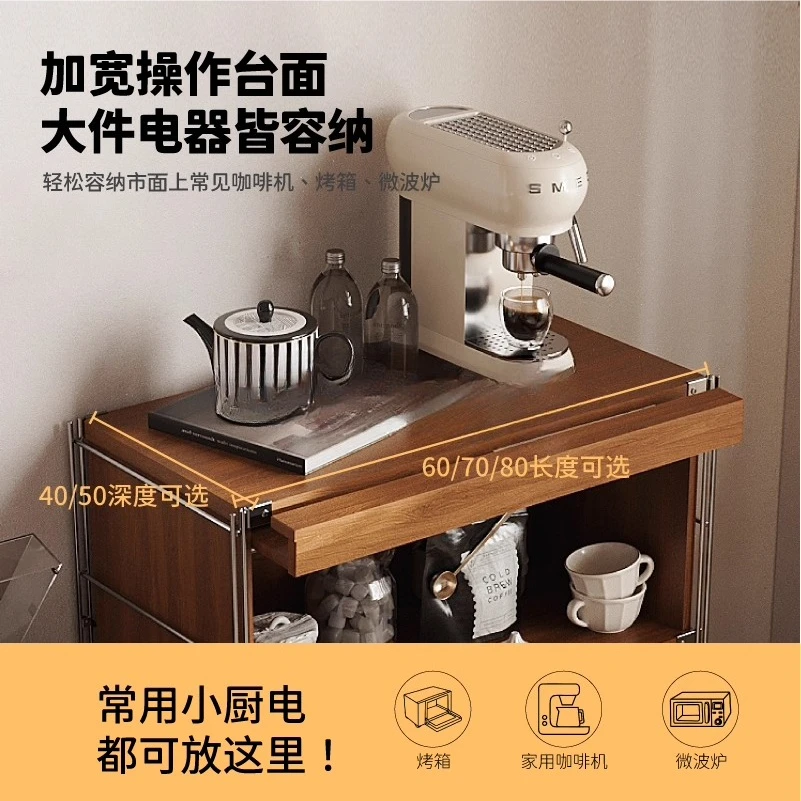 [50 depth] Locker, antique coffee machine in the living room, stainless steel magazine storage, side cabinet next to the sofa