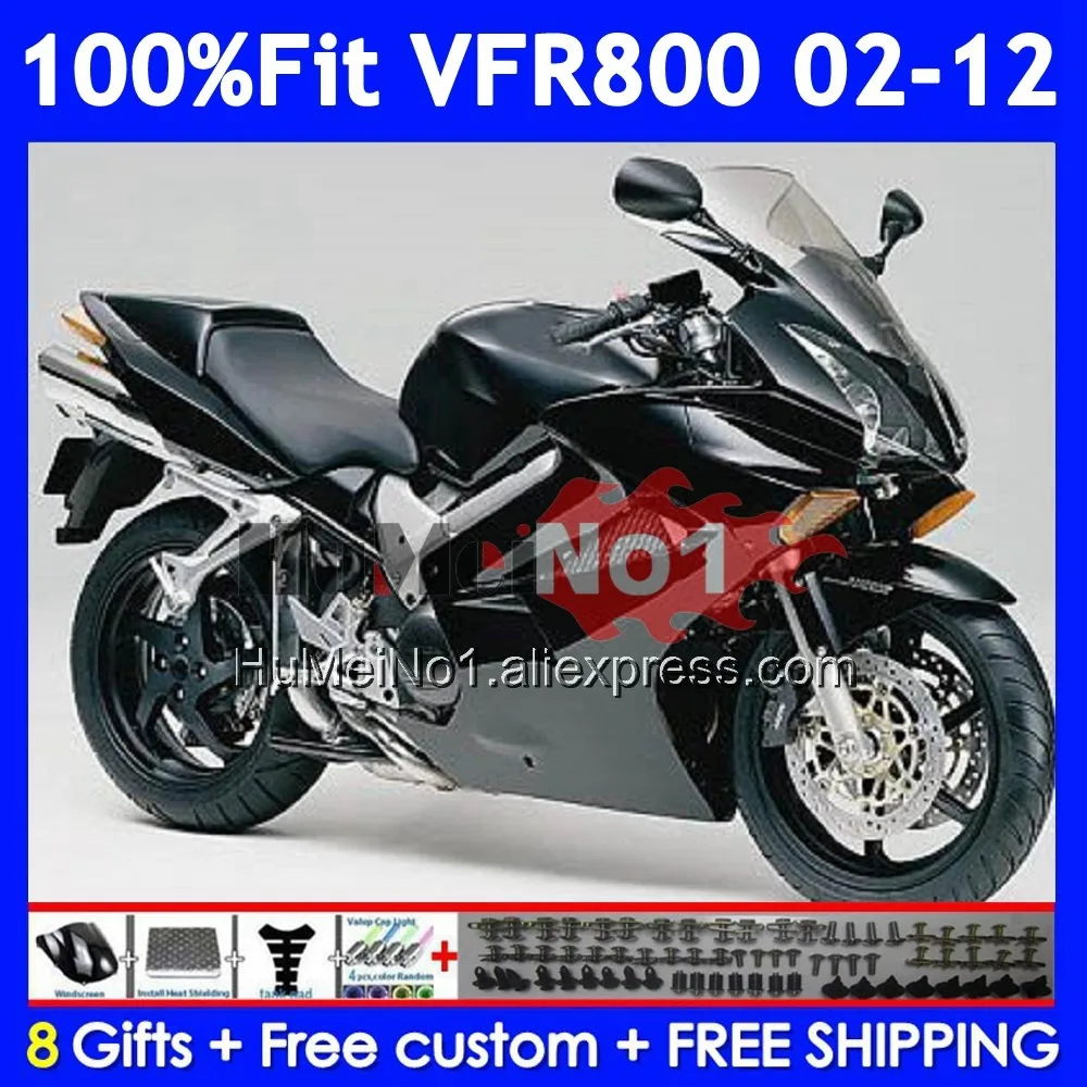 Interceptor For HONDA VFR800 VFR 800RR 800 RR 2002 2003 04 2005 2006 2007 46No.80 VFR800RR Factory Black 08 09 10 11 12 Fairings