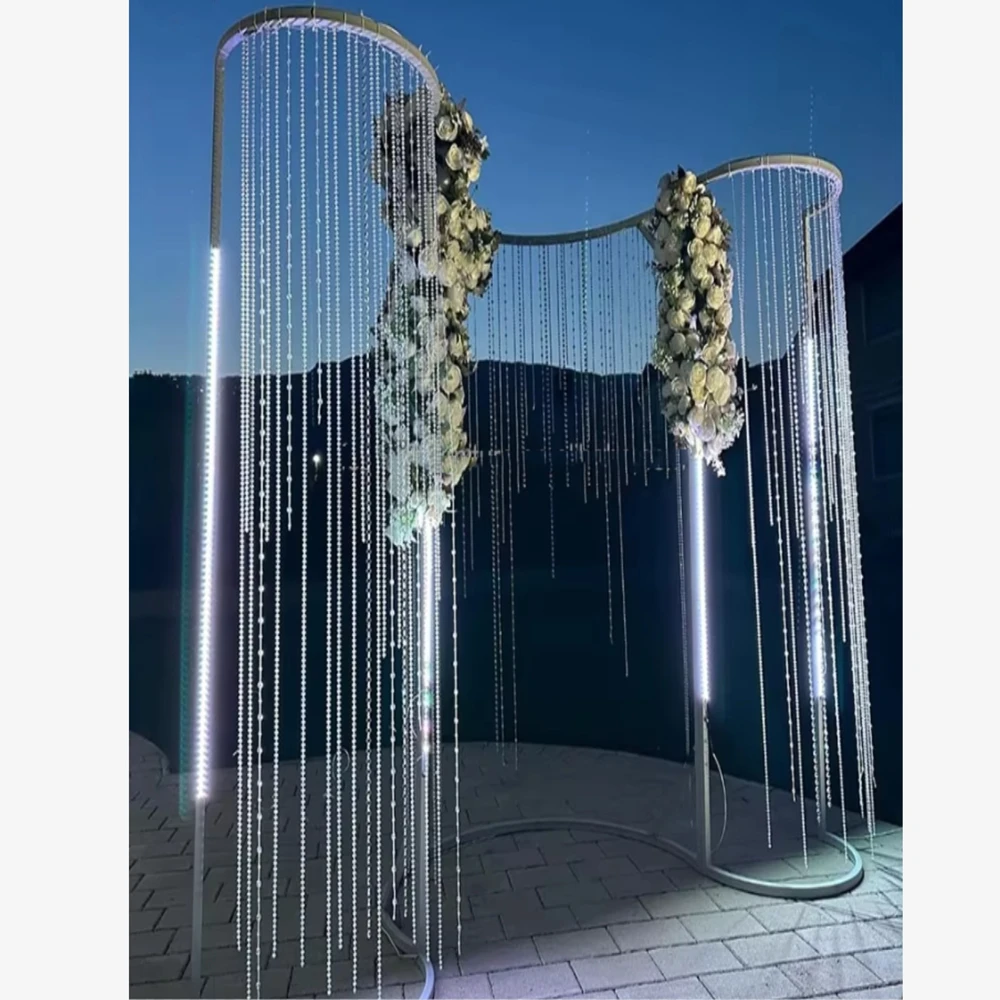 

without light no flowers）Metal Stand for Wedding Aisle Led Beaded Walkway Decoration Metal Frame