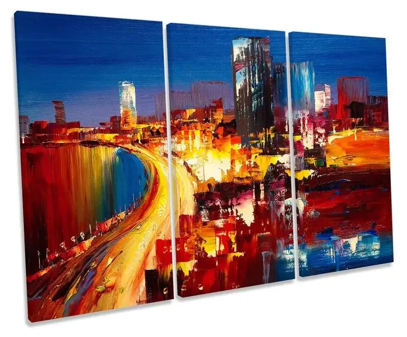 Shanghai China Skyline City Treble Canvas Wall Artwork Print