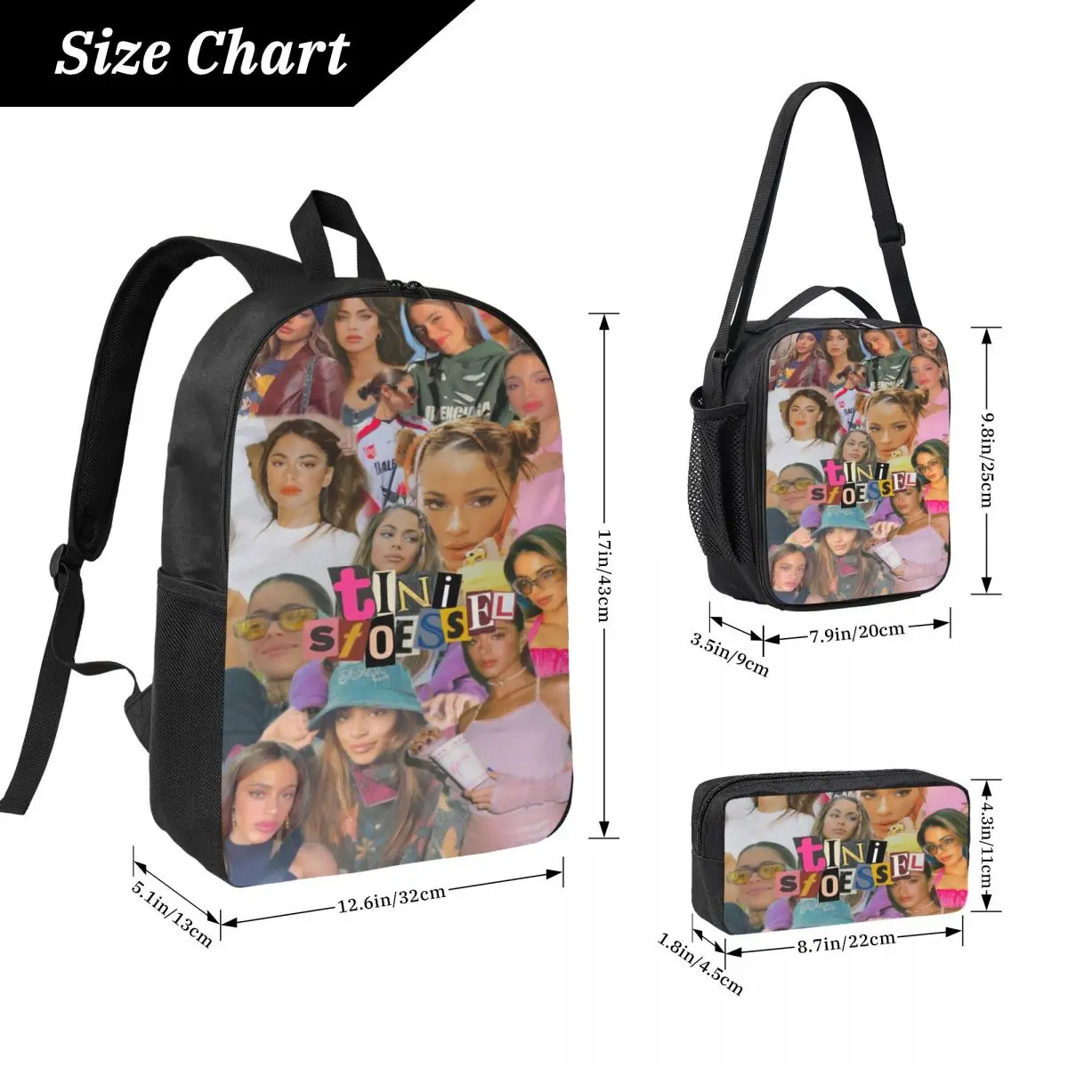 3Pcs TINI STOESSEL Futtura Backpack Set for Children Pencil Boxes Bookbag Sets with Lunch Box For School Students Knapsack
