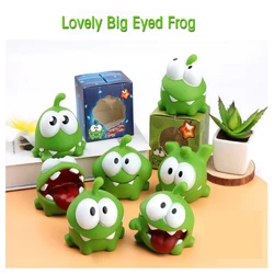 1 pcs Kawaii Cut Rope Big Eyed Frog Doll Toy Soft Animal Pinch  Vocalization PVC Green Bean Frog Children's Toys Christmas Gift