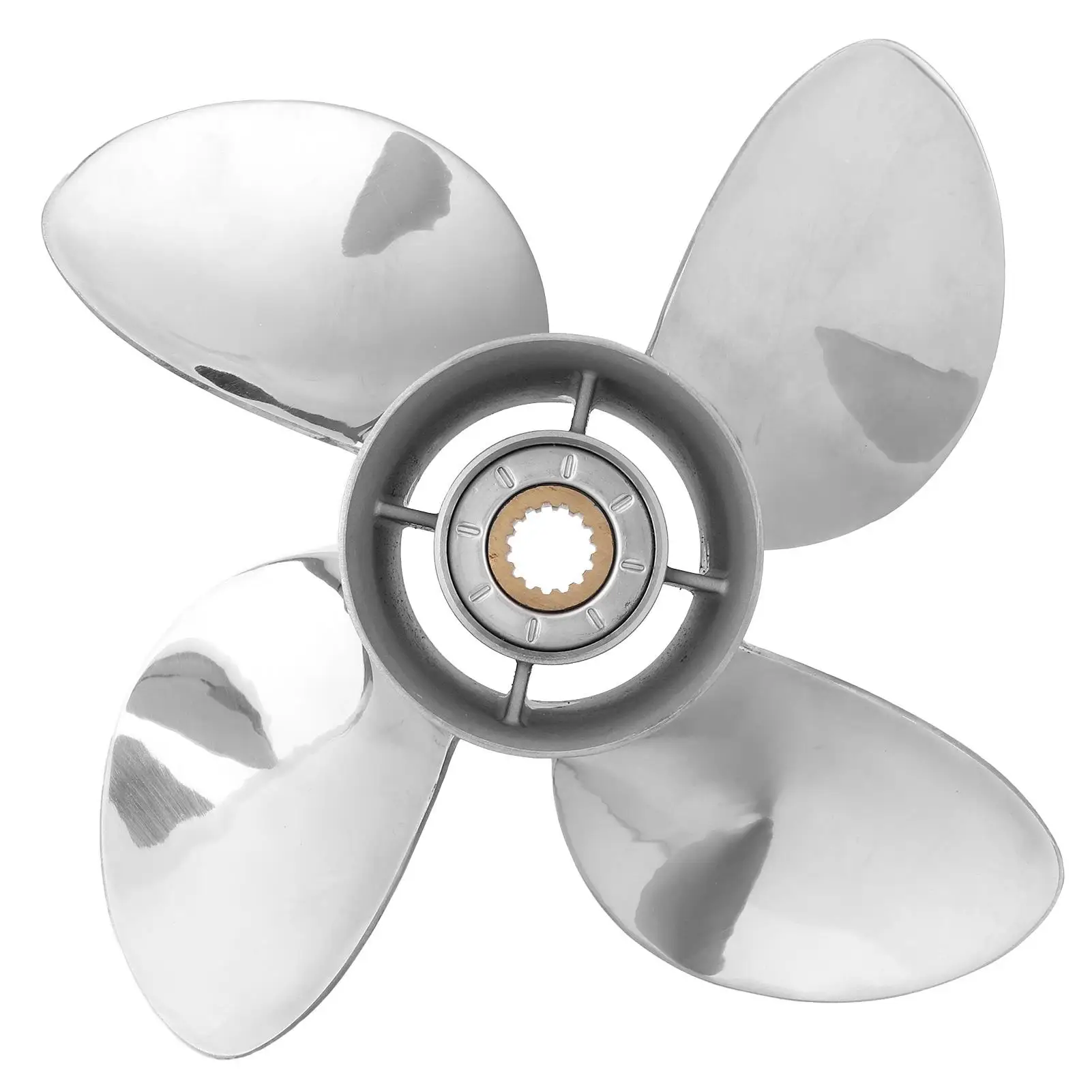 

Boat Propeller 4 Blades Outboard Propeller Stainless Steel 13 x 19 RH Pitch Fit for Yamaha 50-130HP Engine Outboard Propeller