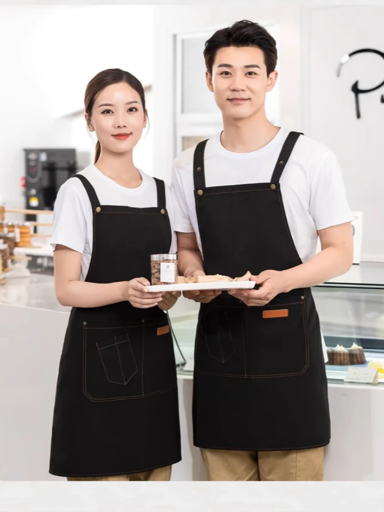 Waterproof Long black Apron for Restaurant Waiter Kitchen Cooking Bartender Home Cleaning Beauty nail salon teacher work clothes