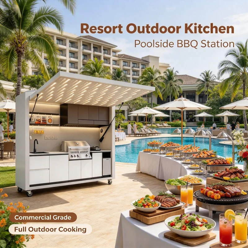 Outdoor BBQ Kitchen 304 Stainless Steel Outdoor Kitchen Can Assemble Freely Sink and Refrigerator Custom