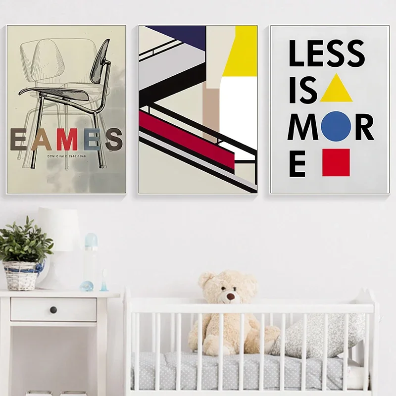 الحد الأدنى باوهاوس كرسي المشارك مجردة قماش اللوحة منتصف القرن الحديثة هندسية طباعة جدار صورة فنية للديكور المنزل #3