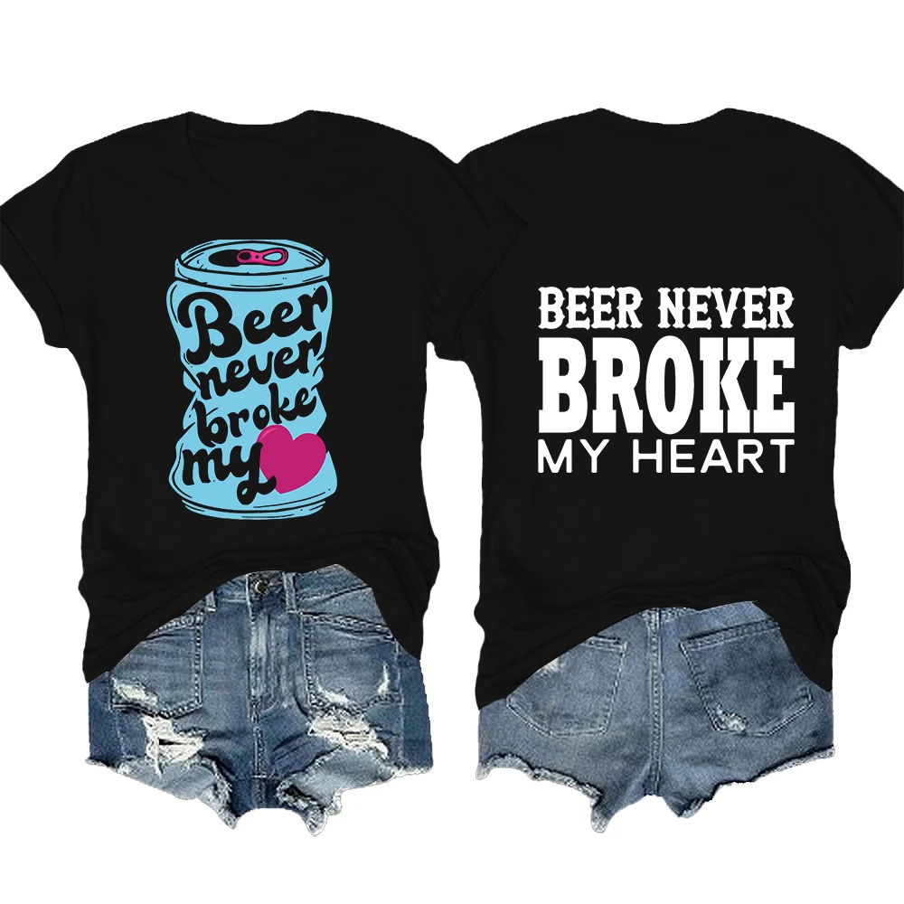 Luke Combs Beer Never Broke My Heart Music T-shirt Men/Women Fans Gift Short Sleeve Tee Casual Shirts