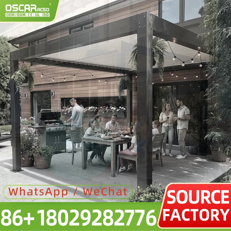 Modern Aluminum Alloy Electric Retractable Folding Arm PVC Sliding Awning Luxury Waterproof for Patio Garden Balcony pergola