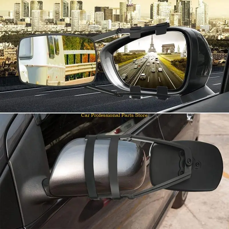 

R53D Clip-On Towing Mirror Adjustable Extendable Towing Mirror 19x12cm for Truck RV