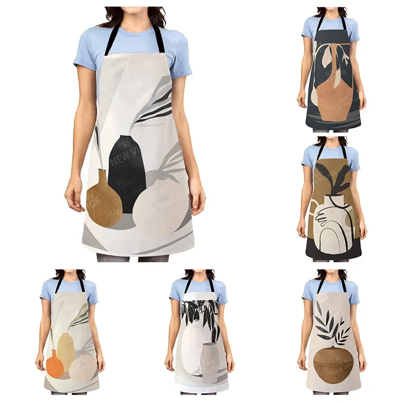 Aesthetic Women kitchen apron kids original Children Waterproof girl princess waiter work apron oil proof nordic boho plant