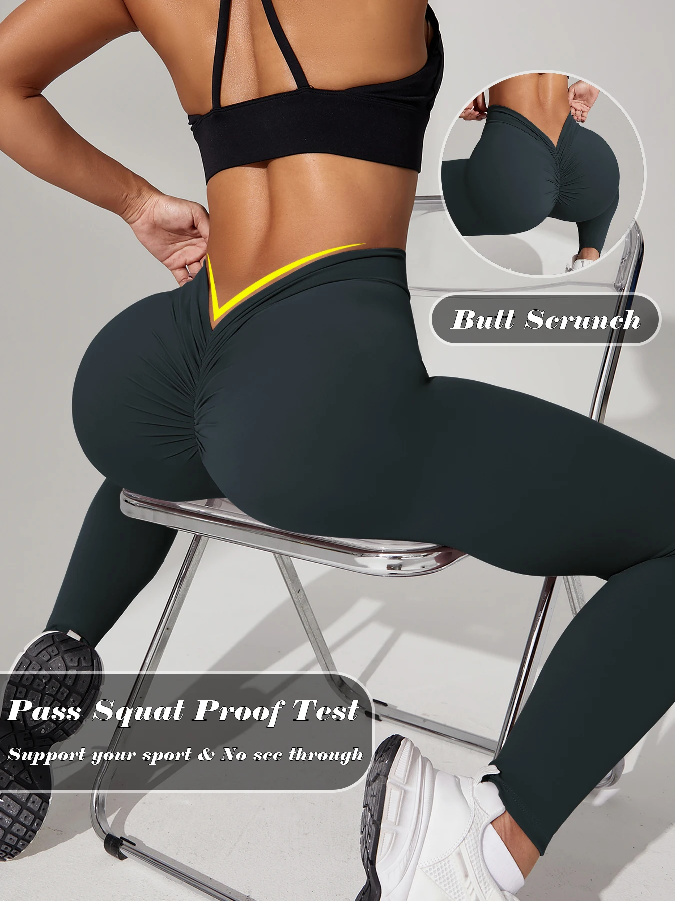 Women's Peach Hip Wrinkle Design Quick-Dry Yoga Fitness Leggings for Outdoor Sports Running Workout Tights