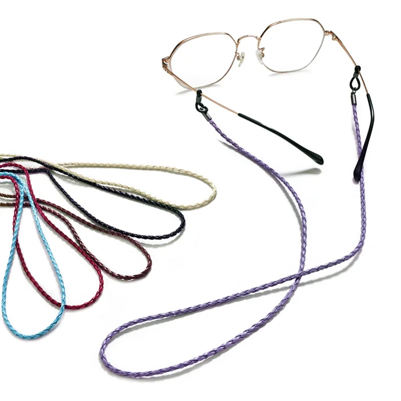 Gafas de sol gruesas con cadena de cuerda de cuero, gafas trenzadas, correa de cordón, accesorios antideslizantes para exteriores