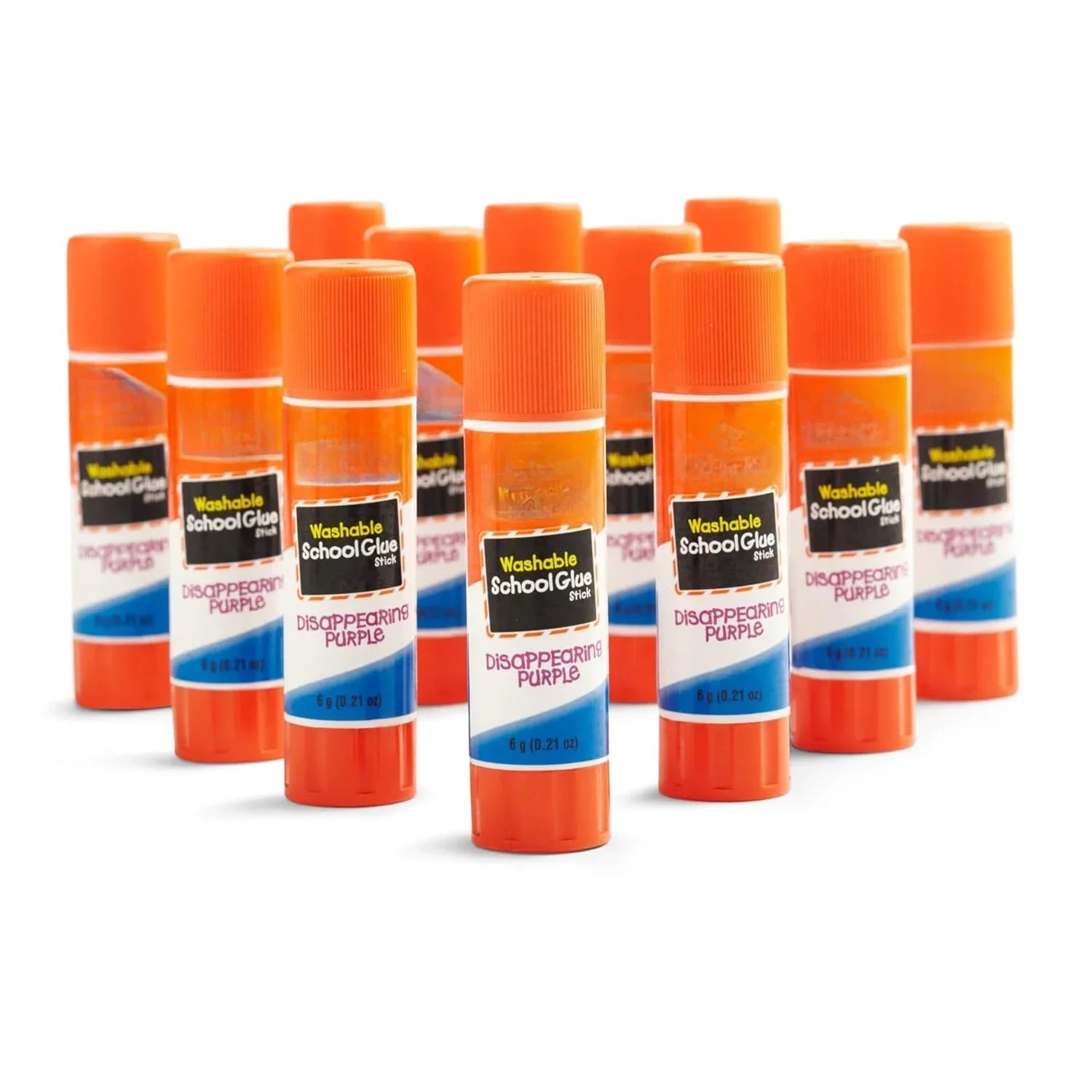 Исчезающие фиолетовые школьные клеевые палочки, моющиеся и нетоксичные, 6 грамм, упаковка из 12 штук — идеально подходят для школьных и ремесленных проектов