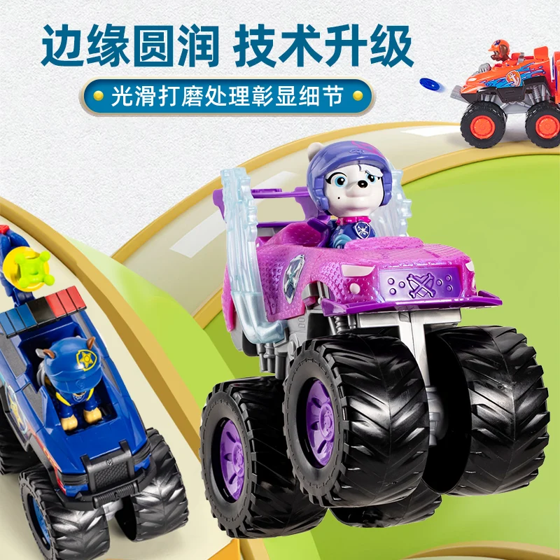 Genuine PAW Patrol Rescue Wheels Vehicle Toy with Collectible Action Figure Roxi Boomer Skye Chase Rocky Kids Toy Birthday Gift