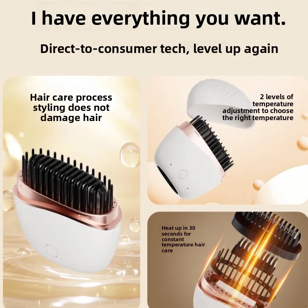 Multifunctional Electric Heating Hair Straightener Brush Rechargeable Portable Cordless Straightening Comb Hairdressing Tool