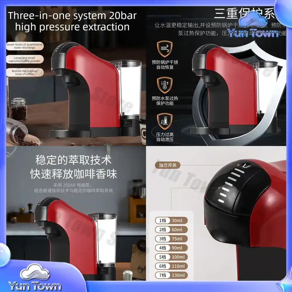 Cafetera Espresso, Cafetera de Cápsulas 3 en 1 Multifuncional, Cafetera de Cápsulas Multifuncional Nestle