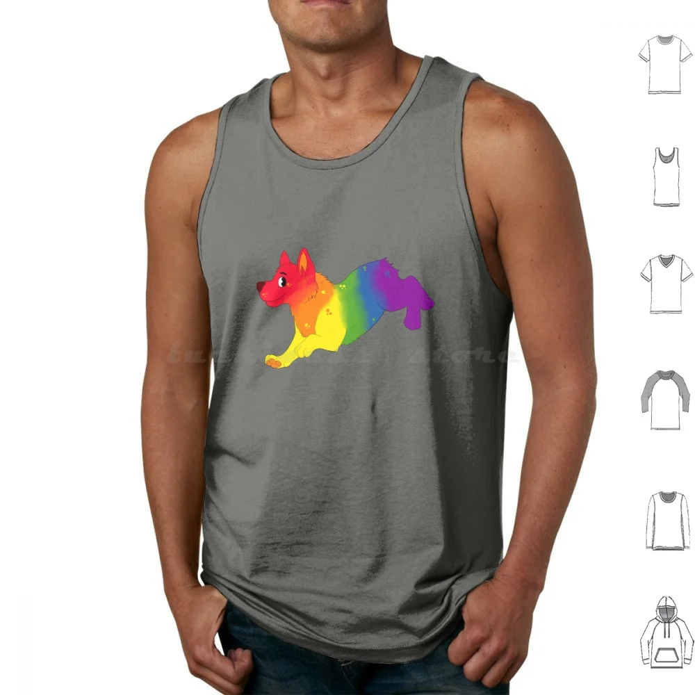 Rainbow Corgi Tank Tops Print Cotton Dog Rainbow Pride Month Corgi Puppy