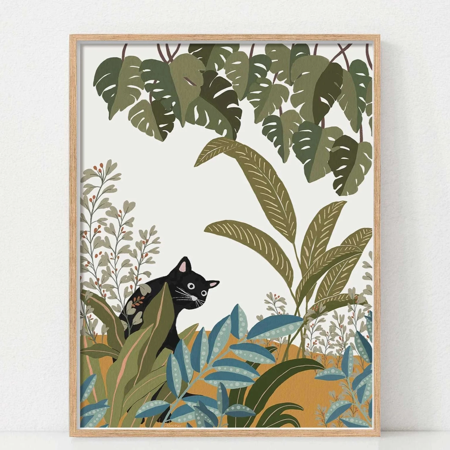 Cute Cat Print Poster Simple Cat Lines Love Sunflower Cat Wrestling Cat Cat Lover Gift Home Bedroom Living Room Office Decor