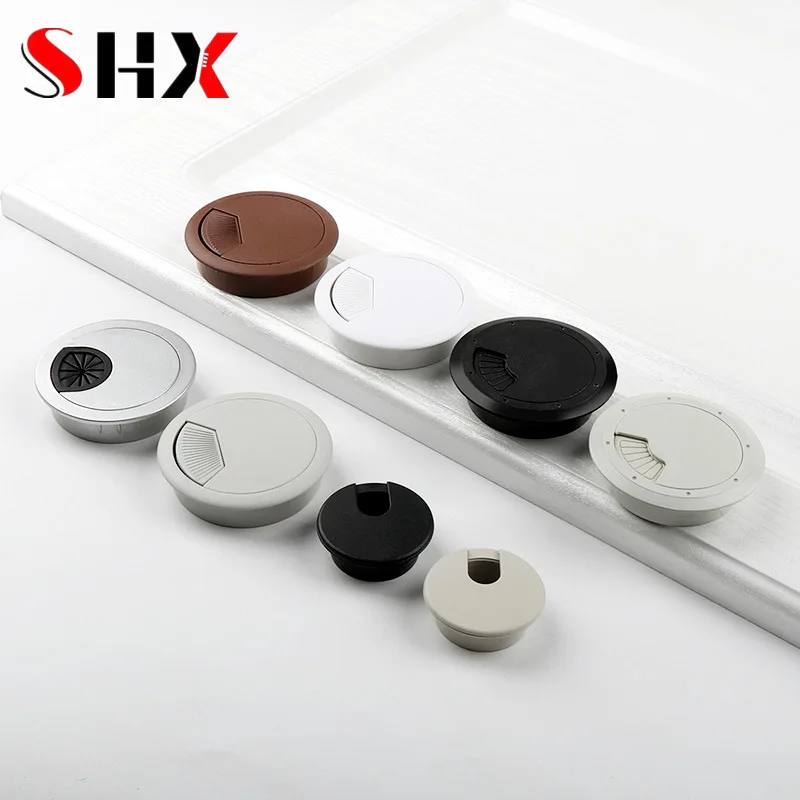 2 Pcs Hot ABS Desk Wire Hole Cover Base 50mm Office Desk Grommet Table Cable Outlet Port Wire Rack Organizer Furniture Hardware