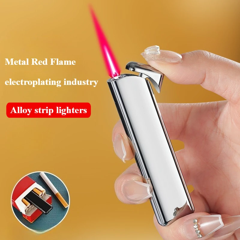 New Metallic Red And Blue Flame Windproof Lighter, Flame-Spraying Portable Lighter, Smoking Accessory For Men Gifts