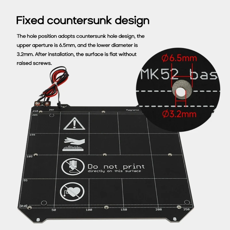 

Подогреваемая кровать 245x255 мм 24 В 220 Вт алюминий для PRUSA MK52 MK2.5 MK3 MK3S 3D принтер Прямая поставка